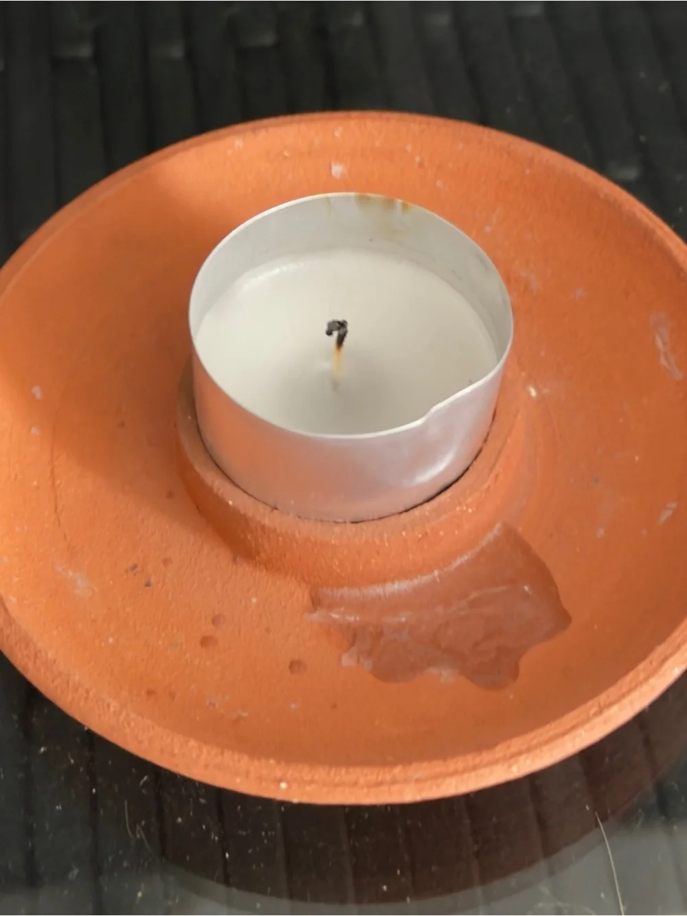 Terracotta Venezuelan tealight candle holder - handmade unique detail.